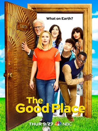 Poster da série The good place, uma dasa indicadas para maratonar no feriado.
